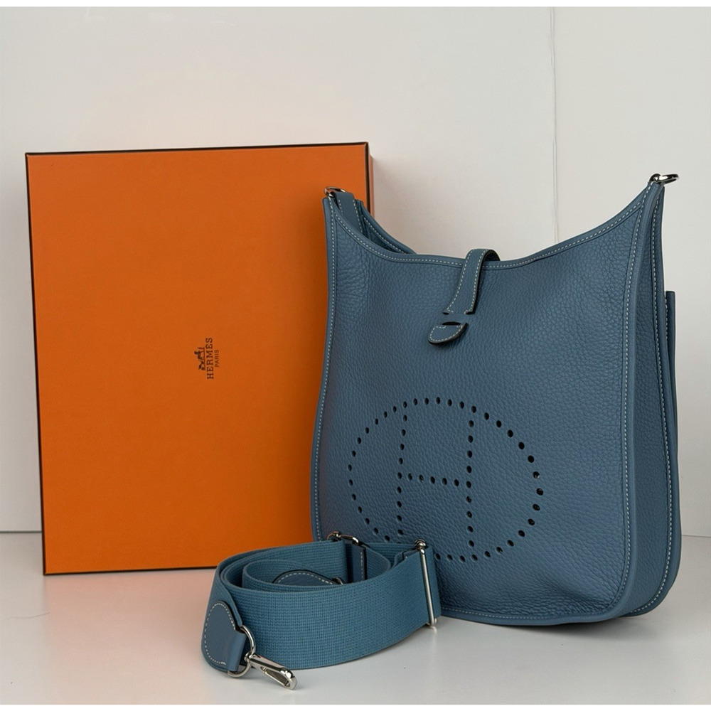 Hermes Evelyne III 29 Bag in Blue Jean Taurillon Clemence Leather 2025